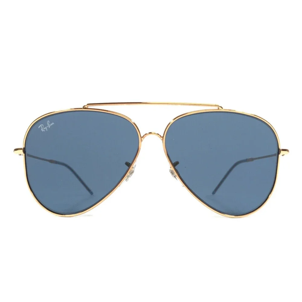 Ray-Ban Sunglasses RBR0101S AVIATOR REVERSE 9202/3A Rose Gold w Blue Lens 59 mm